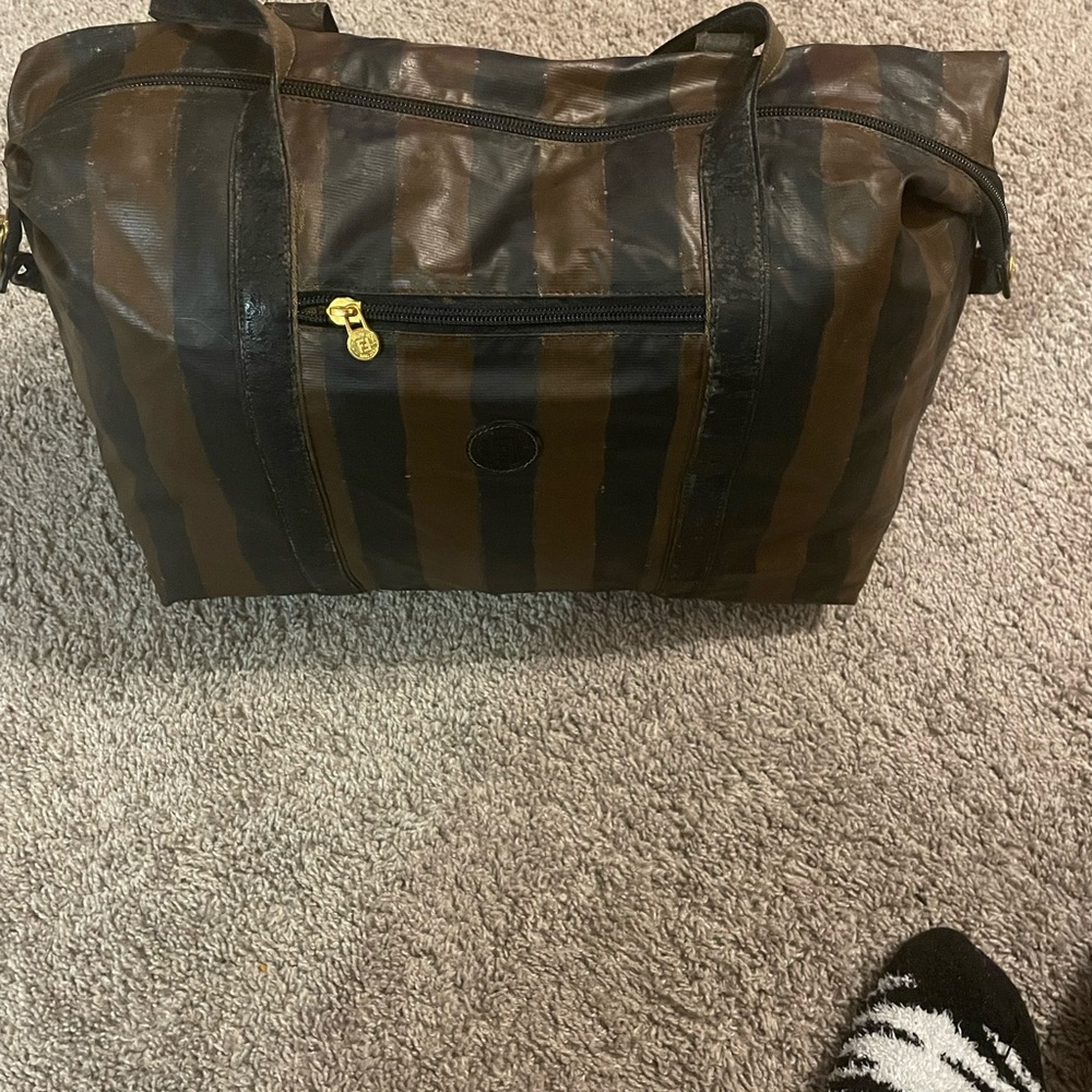 Fendi Brown and Black Striped Tote